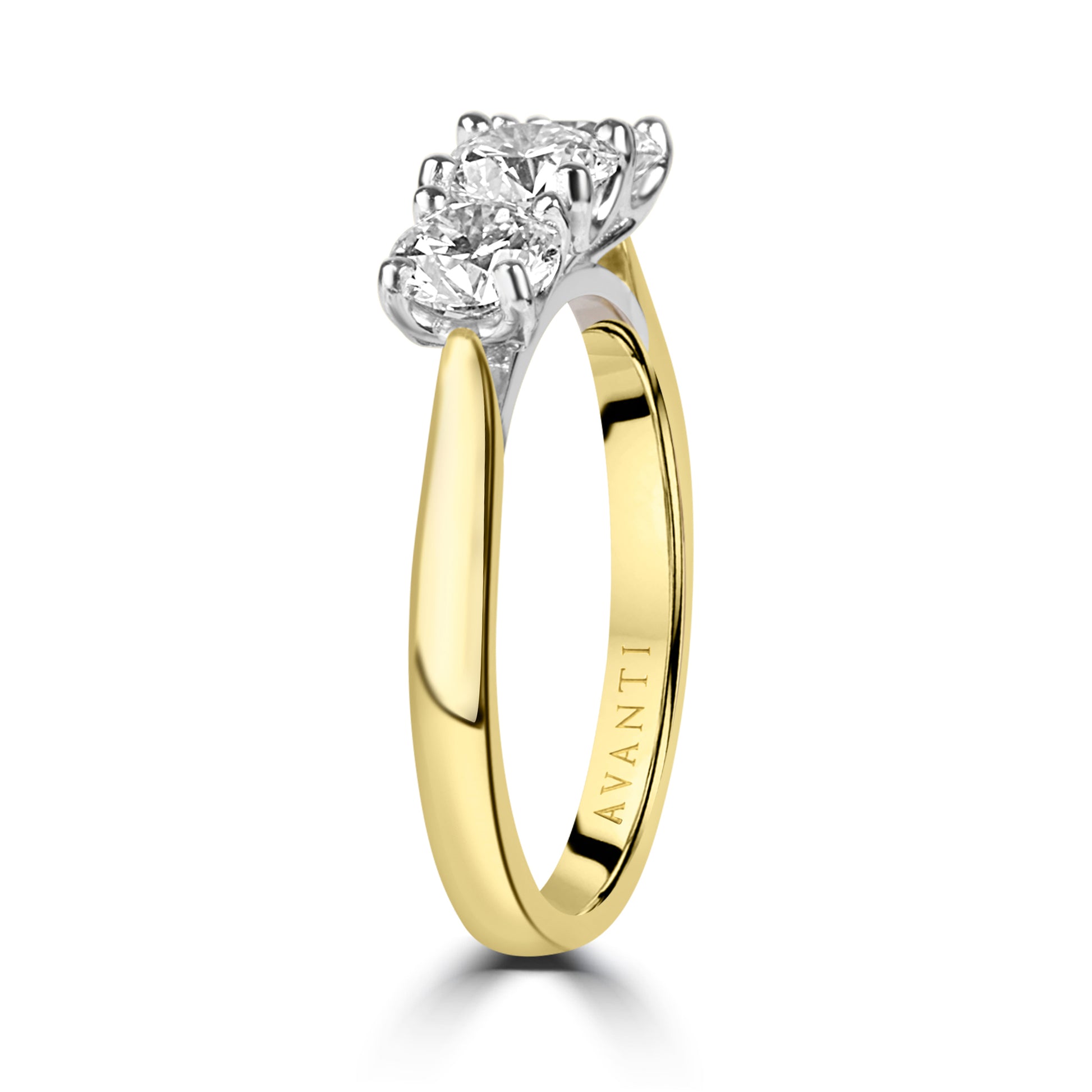 18ct Yellow Gold & Platinum 3 Stone RBC Engagement Ring