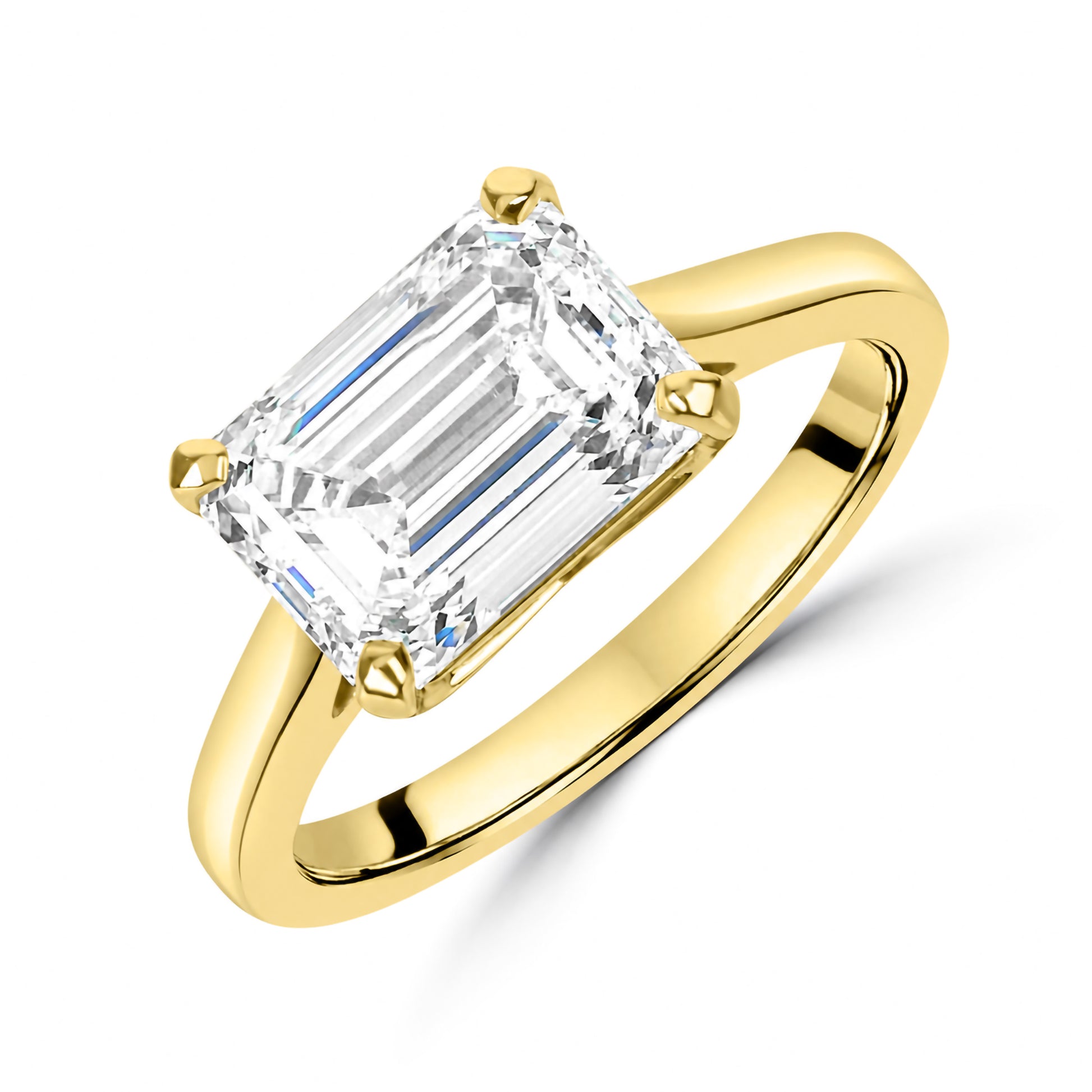 18ct Gold 3.29ct Emerald Cut Lab Grown Diamond Pre-Owned Solitaire Ring