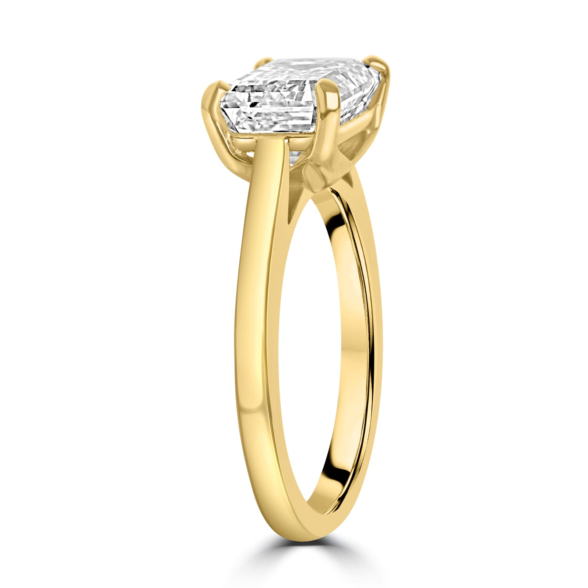18ct Gold 3.29ct Emerald Cut Lab Grown Diamond Pre-Owned Solitaire Ring