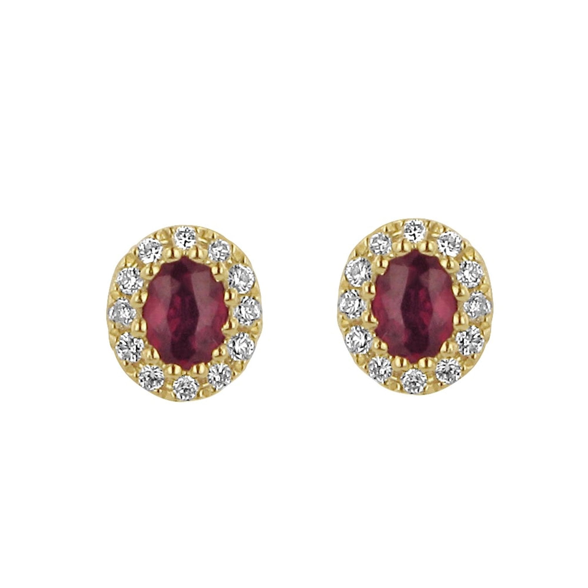 18ct Gold Ruby and Diamond Cluster Stud Earrings