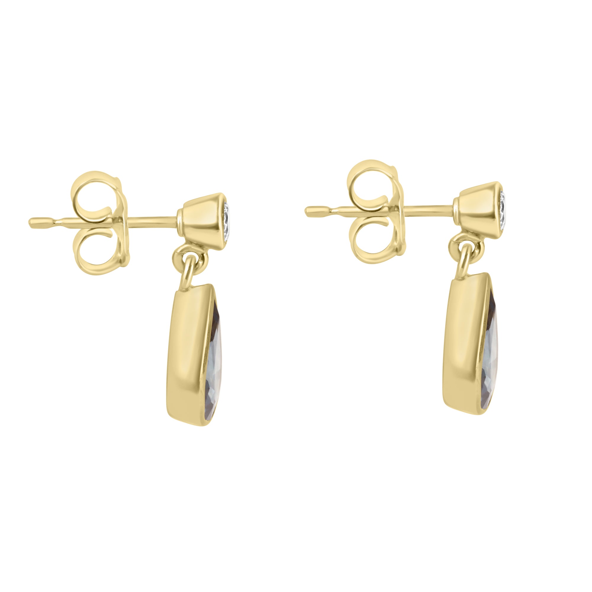 18ct Gold Sapphire and Diamond Drop Pre-Owned Earrings