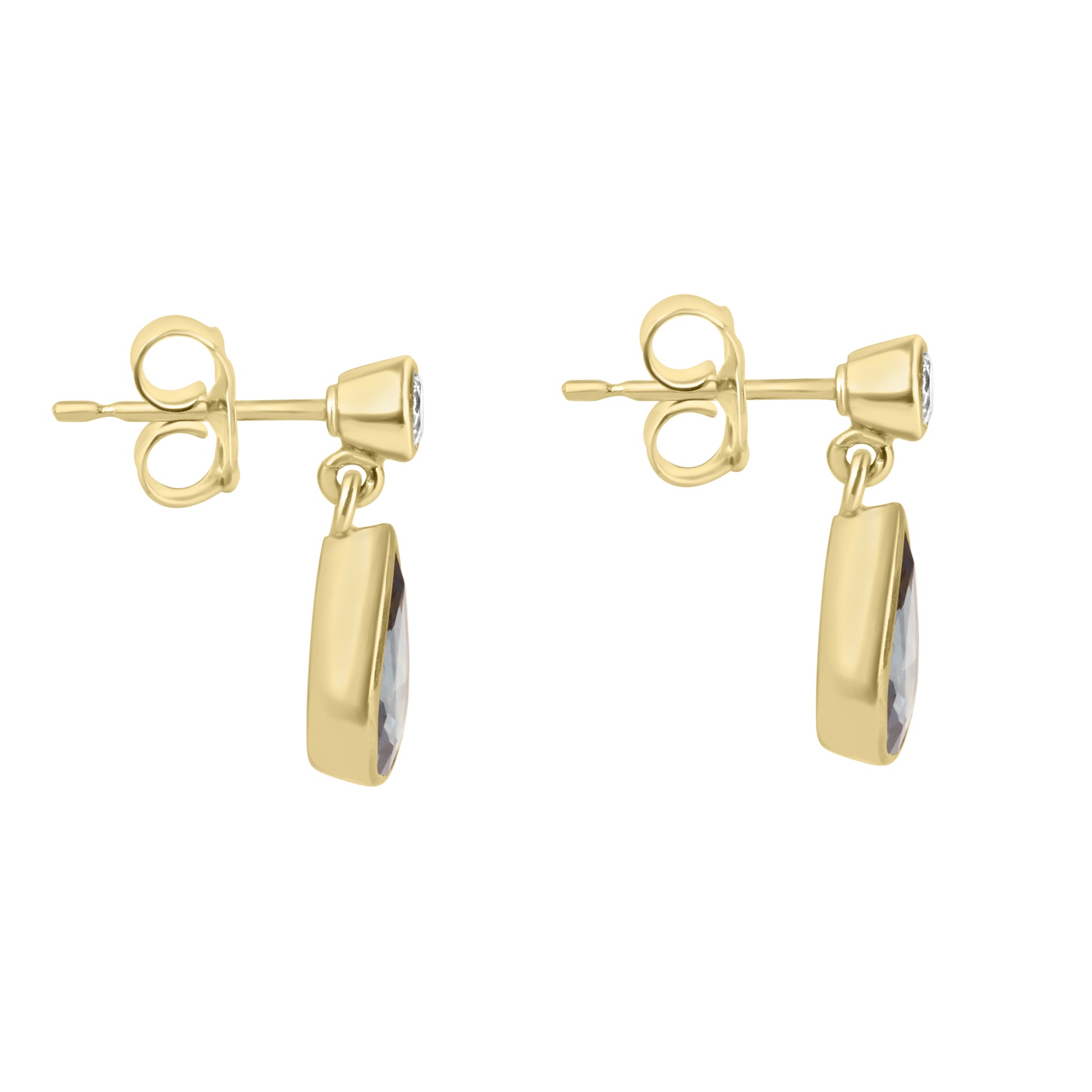18ct Gold Sapphire and Diamond Drop Pre-Owned Earrings