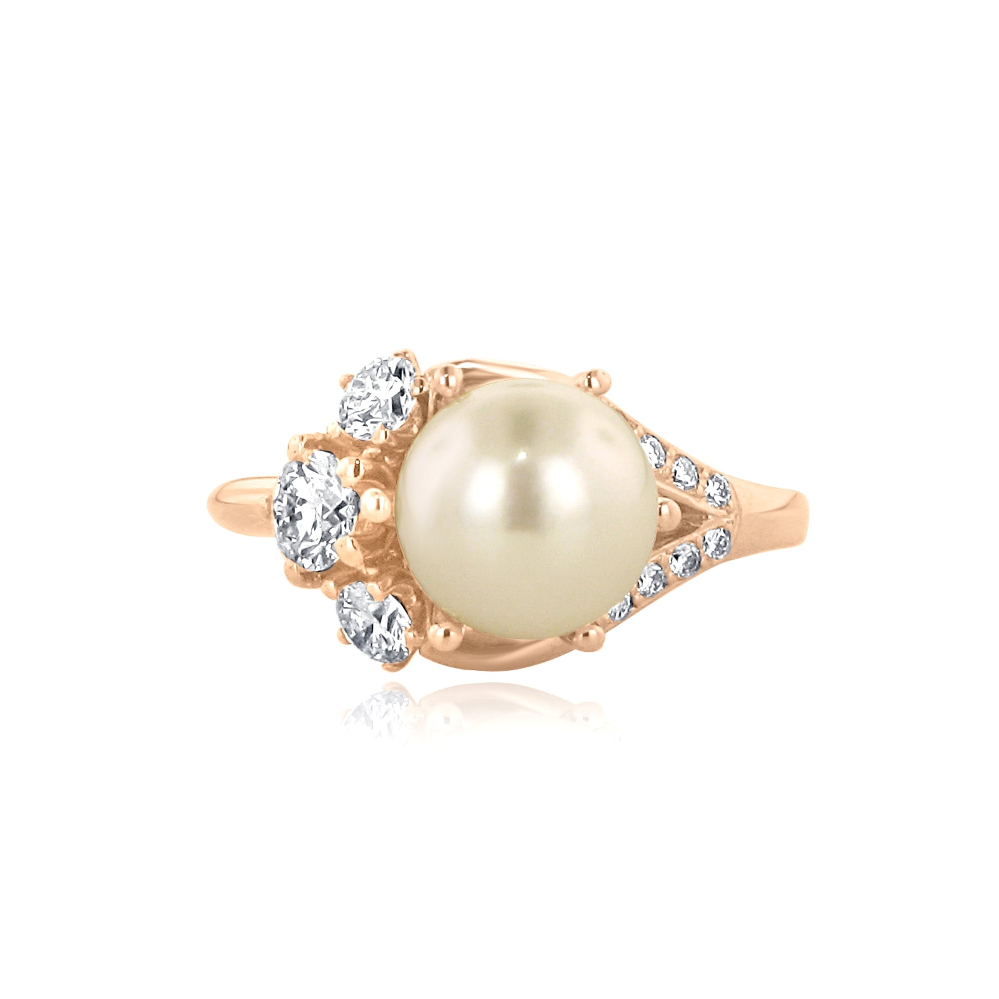 18ct Rose Gold Akoya Pearl and Diamond Ring