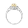 18ct White Gold 1.01ct Cushion Cut Natural Yellow Diamond Double Halo Ring