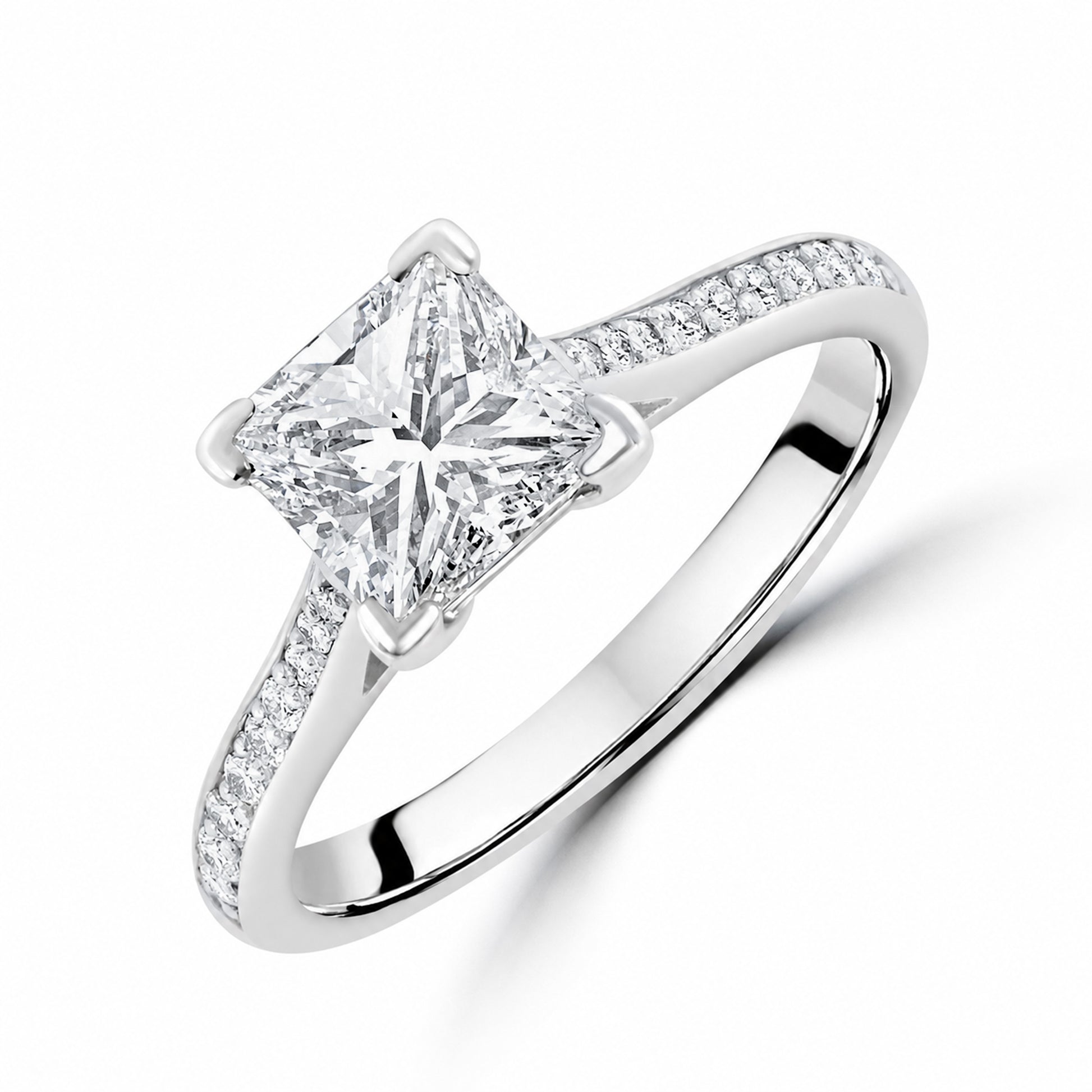 18ct White Gold 1.28ct GIA Princess Cut Diamond Engagement Ring