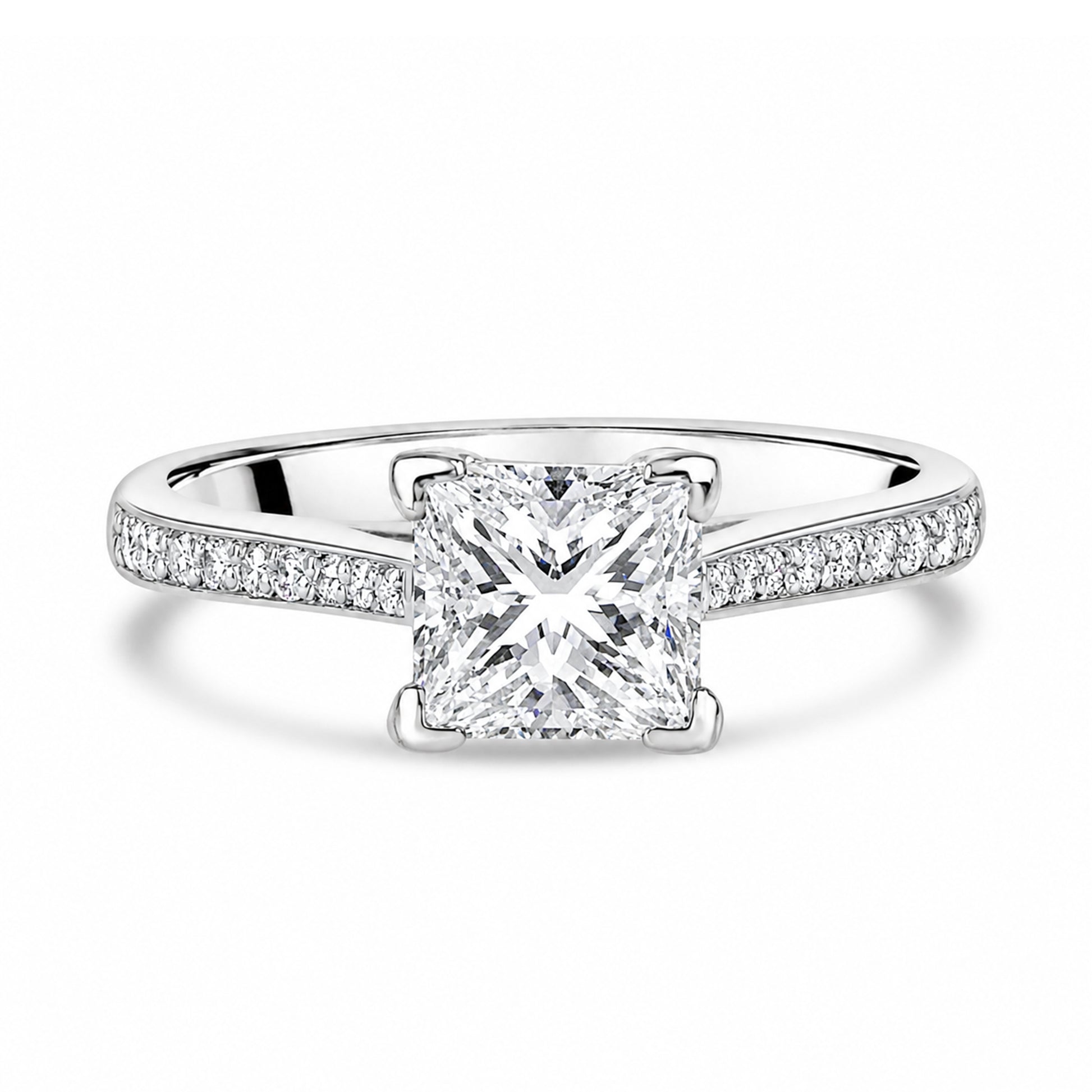 18ct White Gold 1.28ct GIA Princess Cut Diamond Engagement Ring