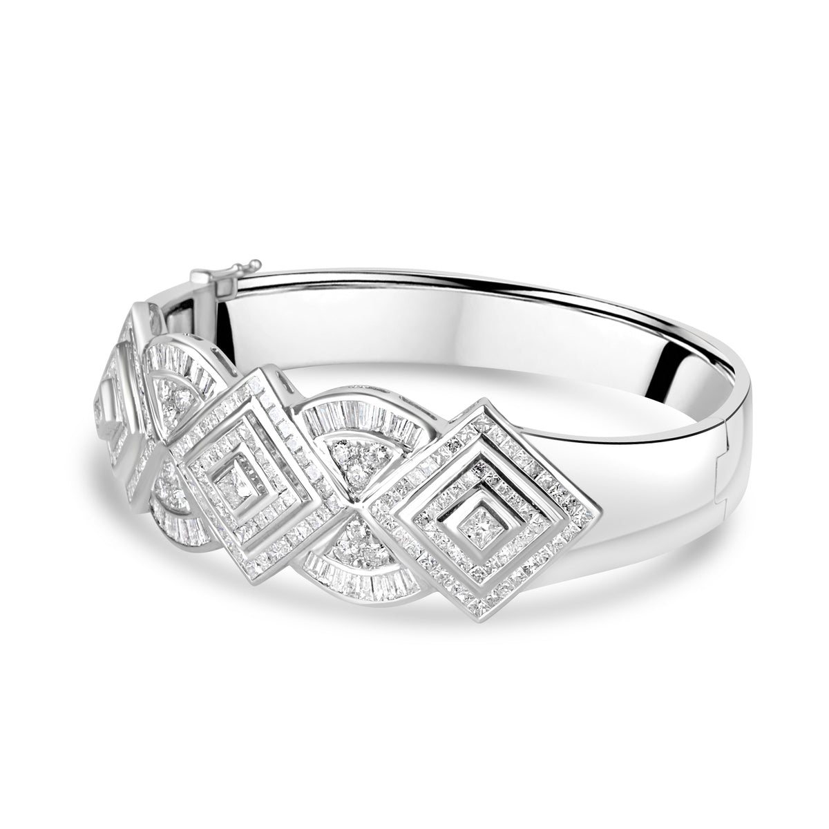 18ct White Gold Art Deco Style Diamond Pre-Owned Bangle
