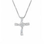 18ct White Gold Baguette & Princess Cut Diamond Cross Pre-Owned Necklace