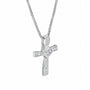 18ct White Gold Baguette & Princess Cut Diamond Cross Pre-Owned Necklace