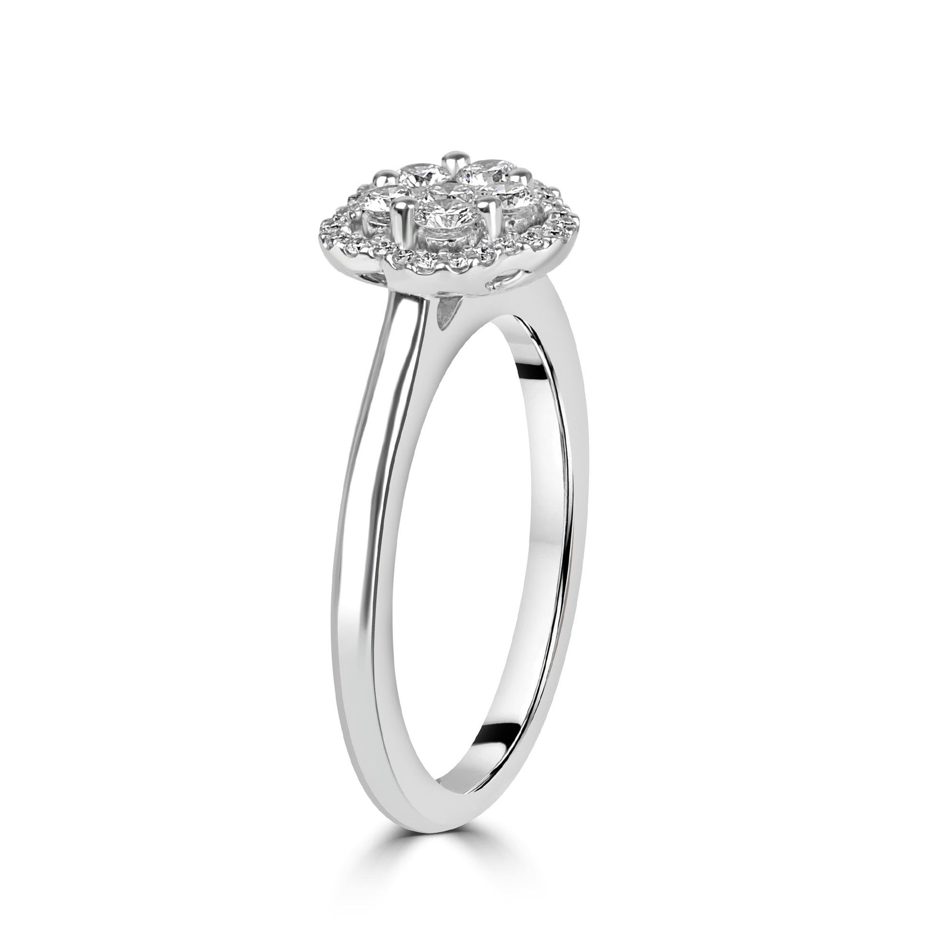 18ct White Gold Diamond Flower Halo Ring