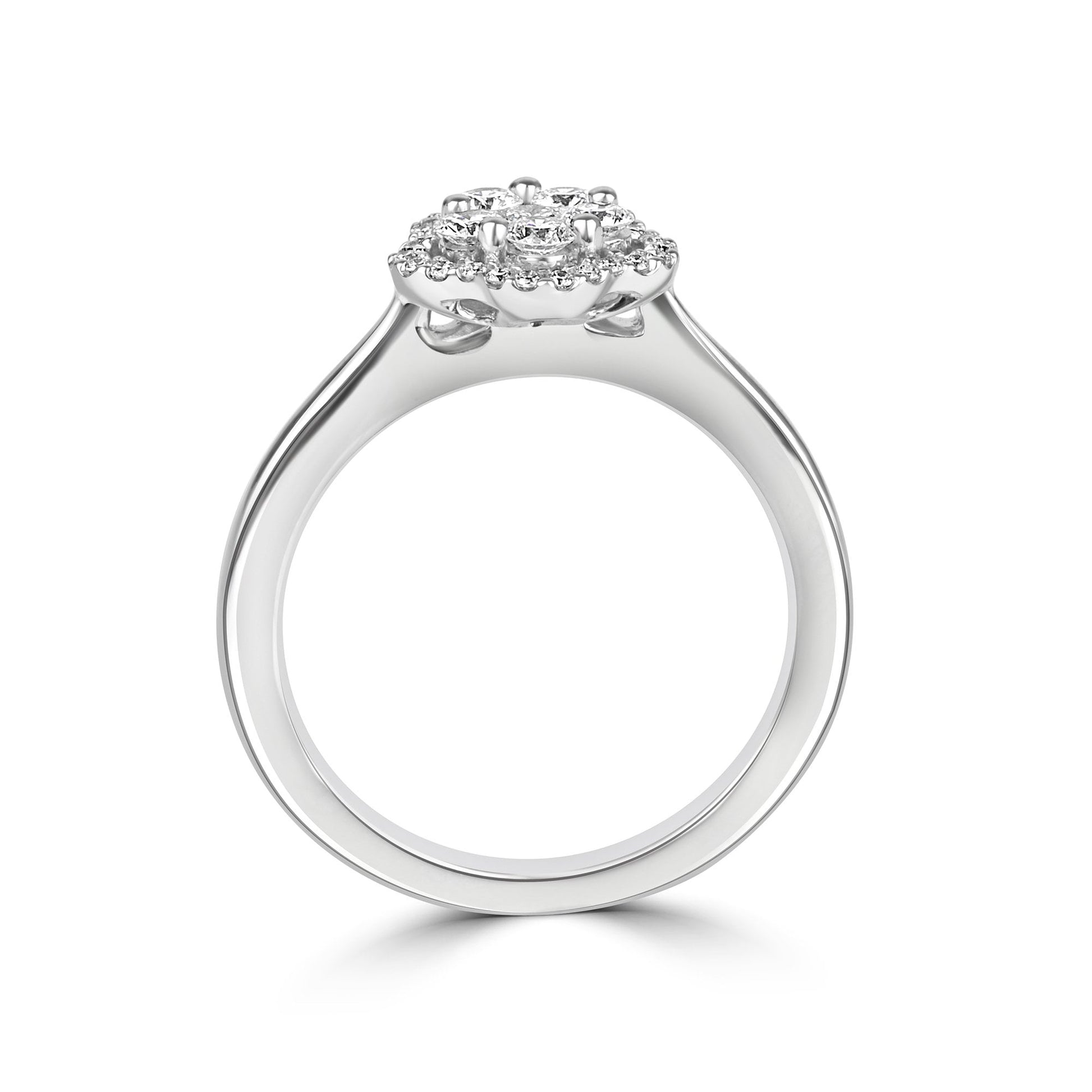 18ct White Gold Diamond Flower Halo Ring