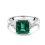 18ct White Gold Dress Ring With With Emerald and Diamonds