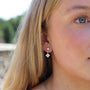 18ct White Gold Four Leaf Clover Shaped Drop Earrings With Diamonds and Beaded Edge
