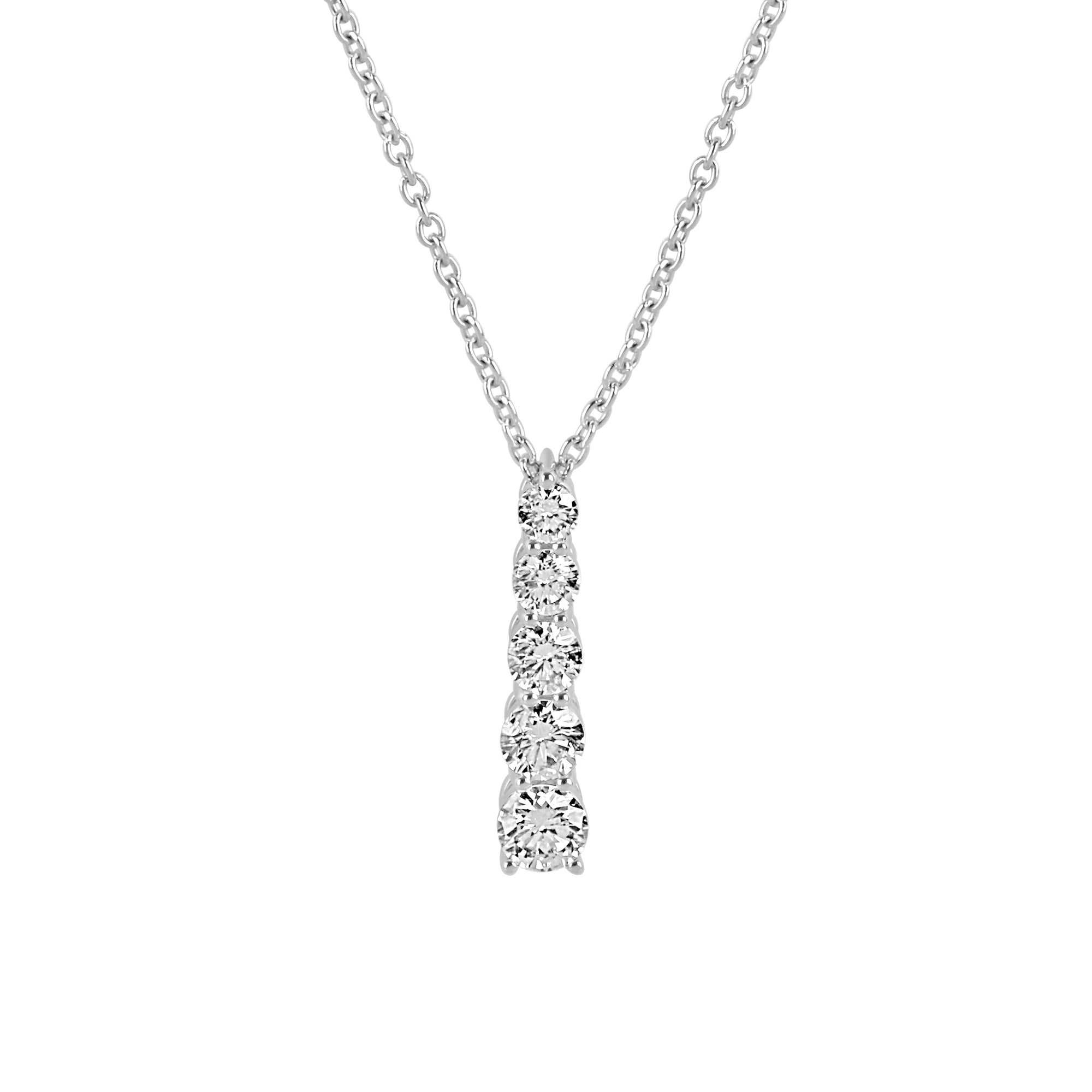 18ct White Gold Graduated Round Brilliant Cut Diamond Necklace