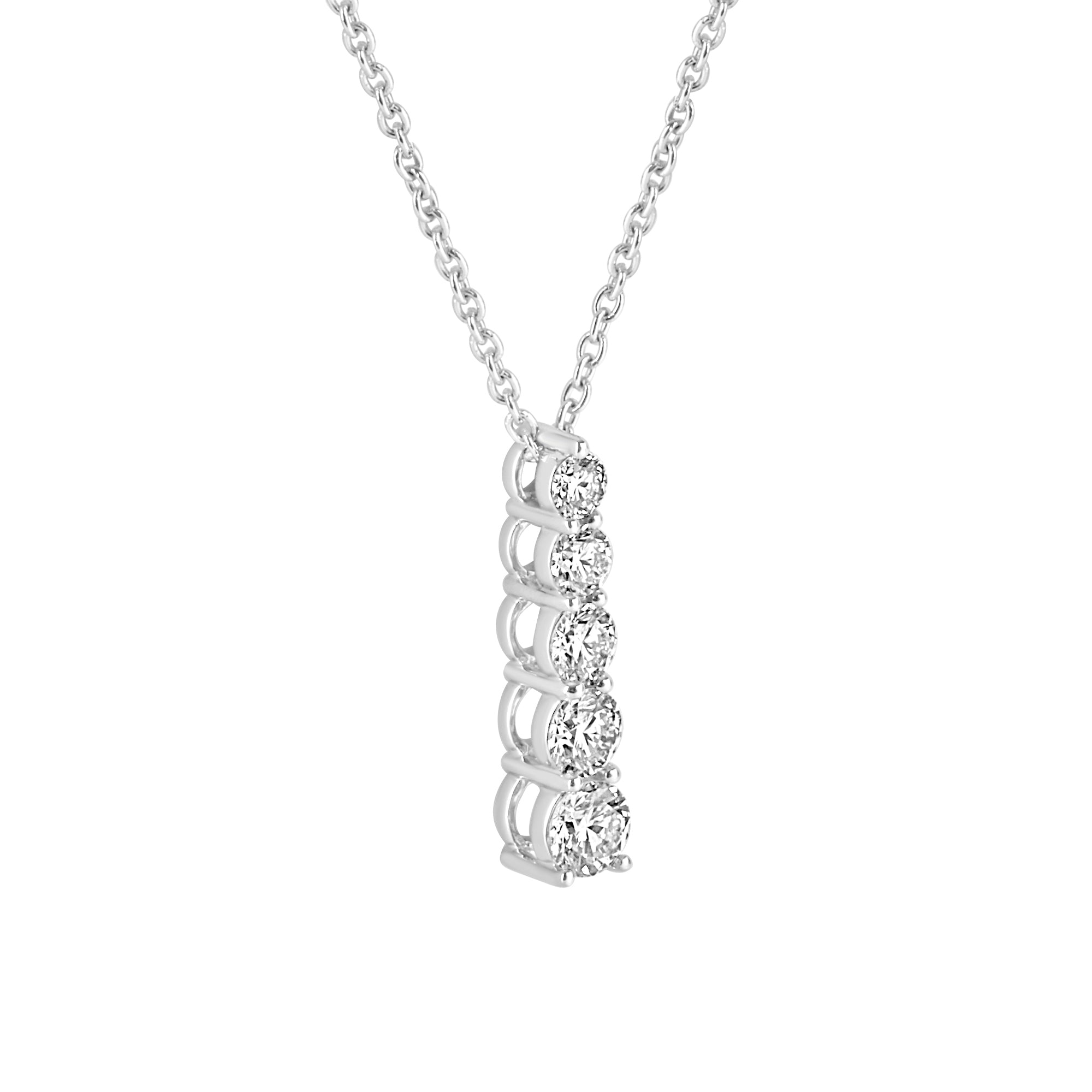 18ct White Gold Graduated Round Brilliant Cut Diamond Necklace