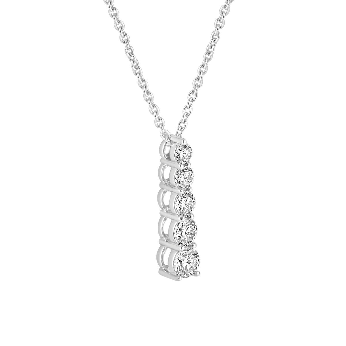 18ct White Gold Graduated Round Brilliant Cut Diamond Necklace