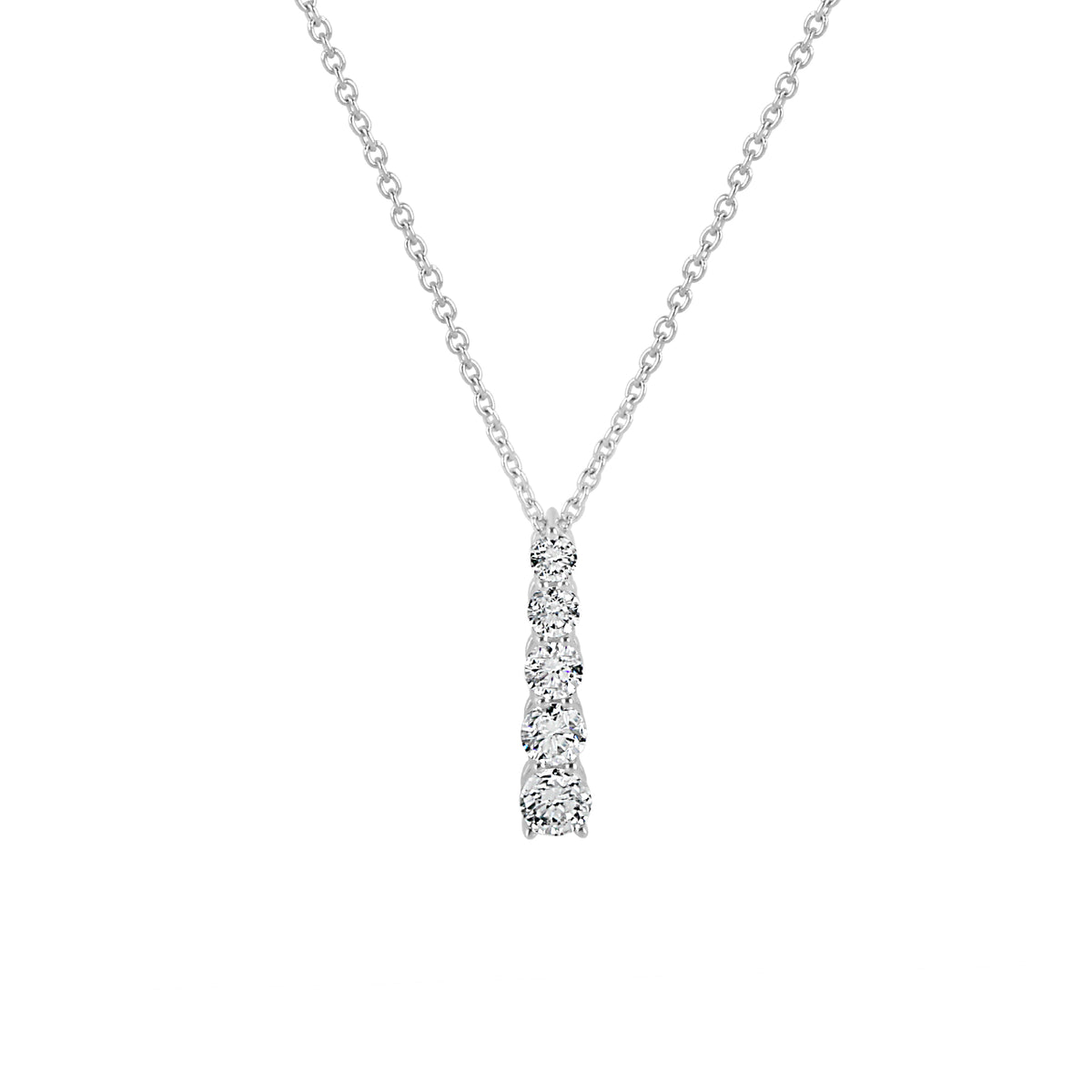 18ct White Gold Graduated Round Brilliant Cut Diamond Necklace