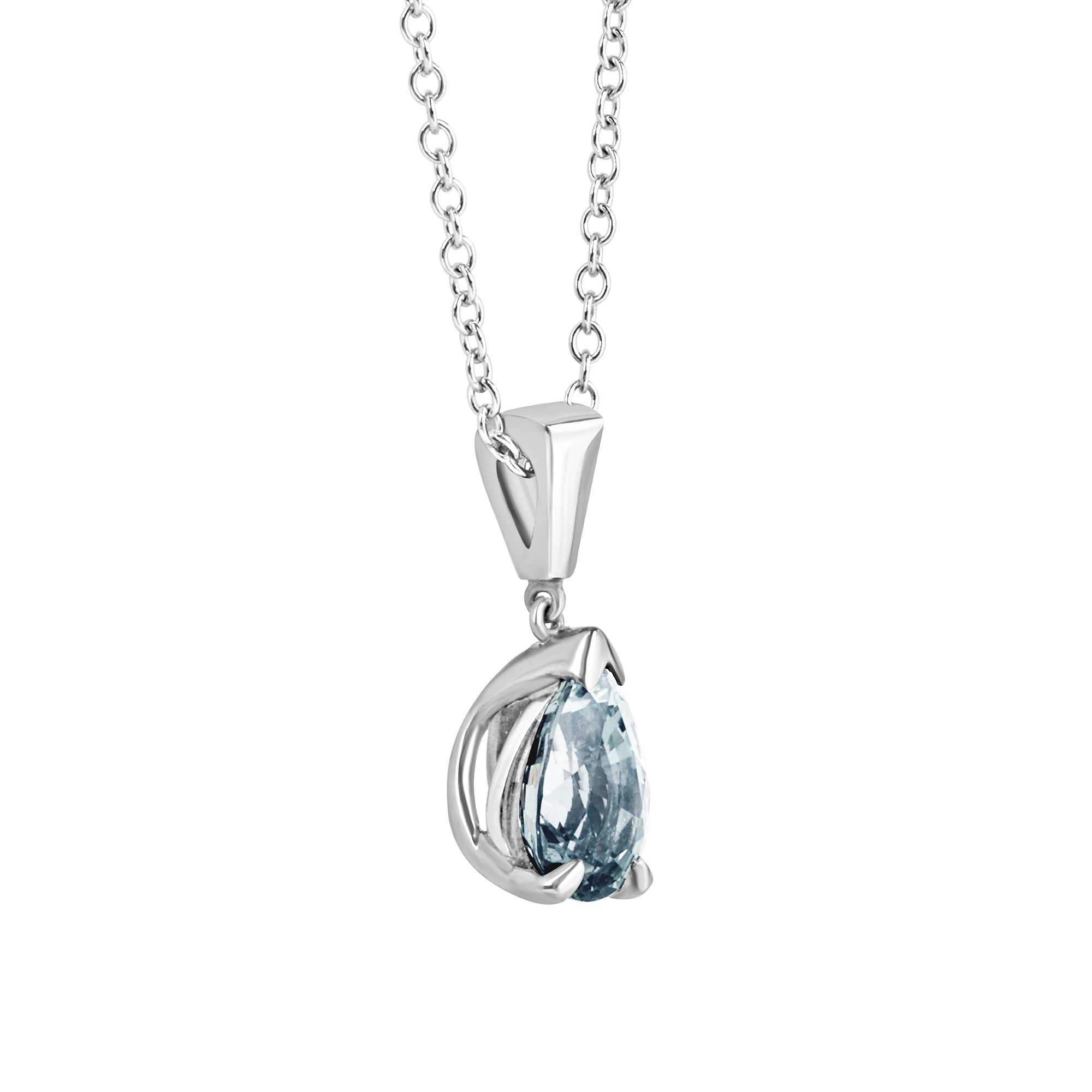 18ct White Gold Natural Sapphire Pear Cut Necklace