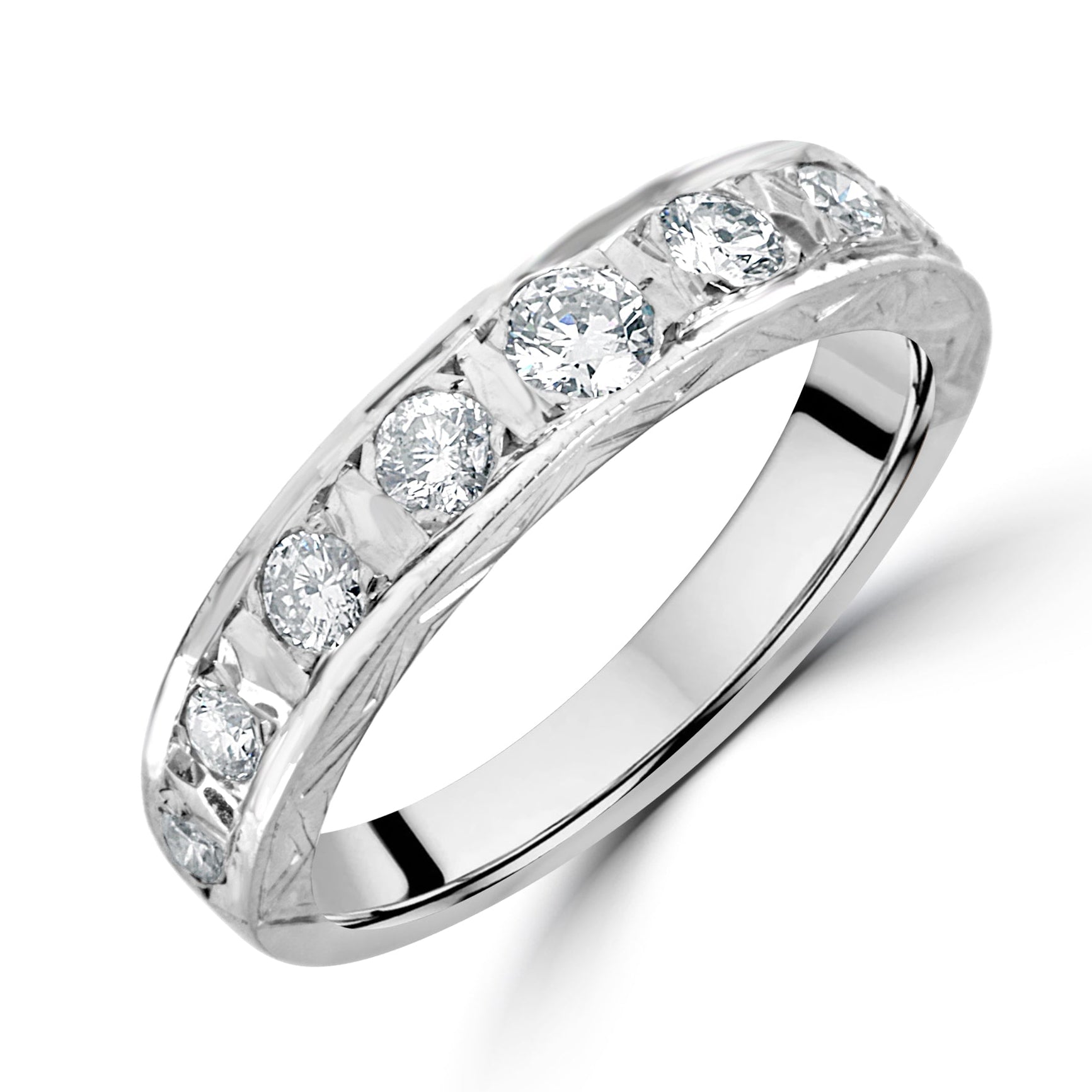 18ct White Gold Nine Stone Diamond Eternity Pre-Owned Ring