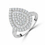 18ct White Gold Pear-Shaped Diamond Cluster Pre-Owned Ring