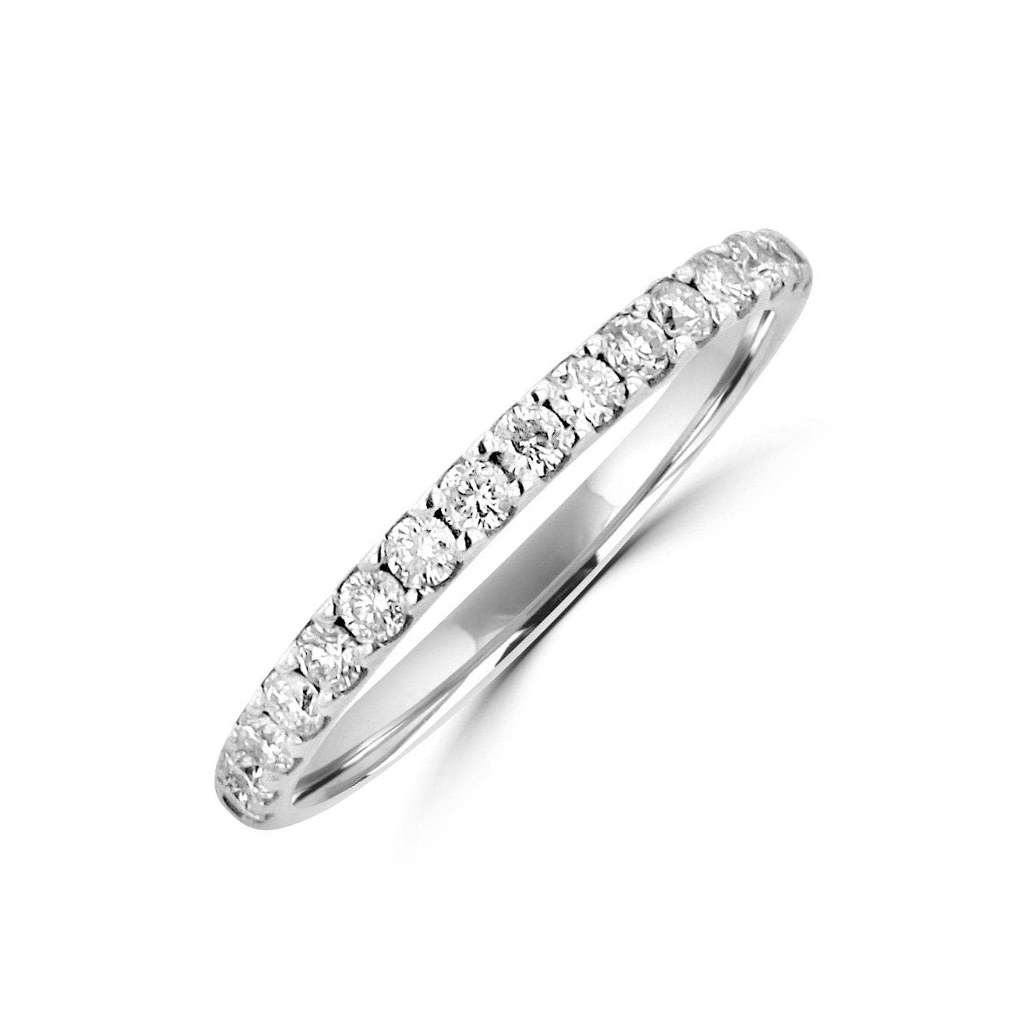 18ct White Gold Round Diamond 1.9mm Wide Band Ring