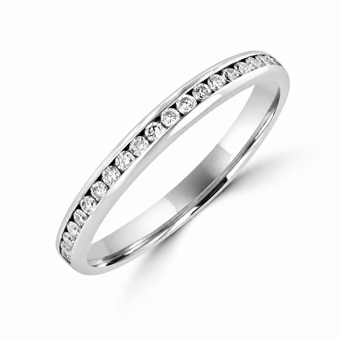 18ct White Gold Round Diamond 2.2mm Wide Wedding Ring