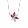18ct White Gold Ruby & Diamond Scattered Flower Necklace