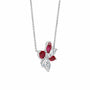18ct White Gold Ruby & Diamond Scattered Flower Necklace