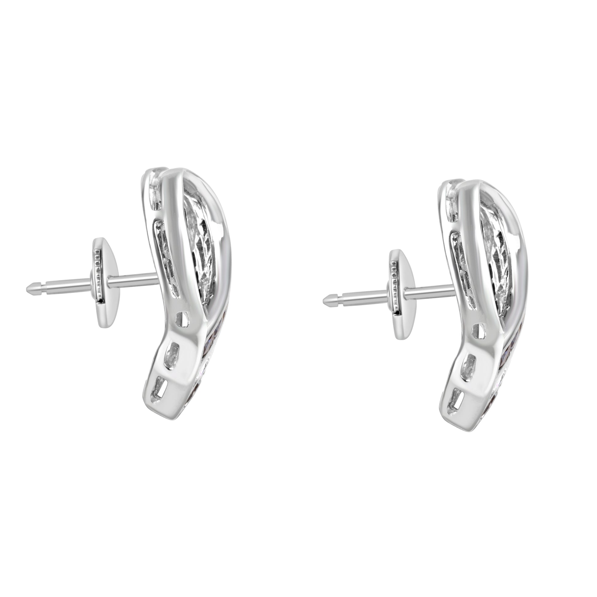 18ct White Gold Sapphire and Diamond Ribbon Stud Earrings