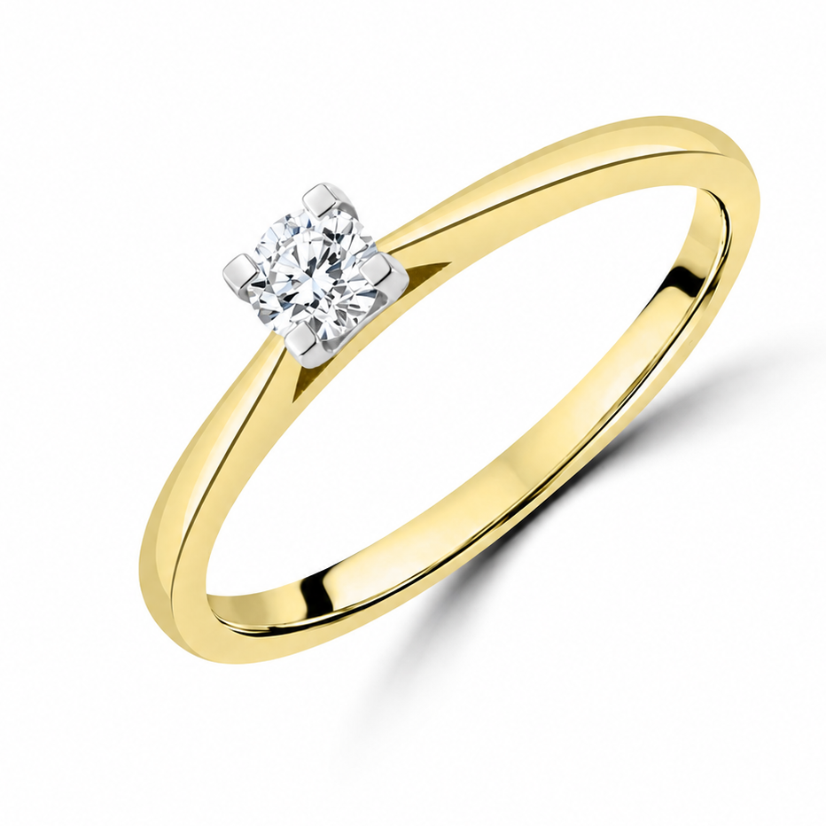 18ct Yellow Gold 0.29ct Round Diamond Solitaire Engagement Ring