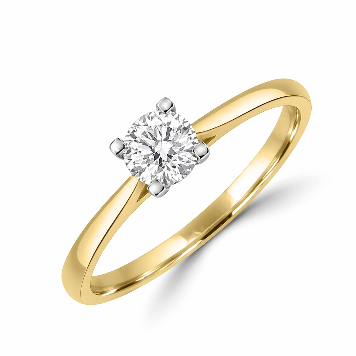 18ct Yellow Gold 0.50ct Round F Colour Diamond Solitaire Engagement Ring