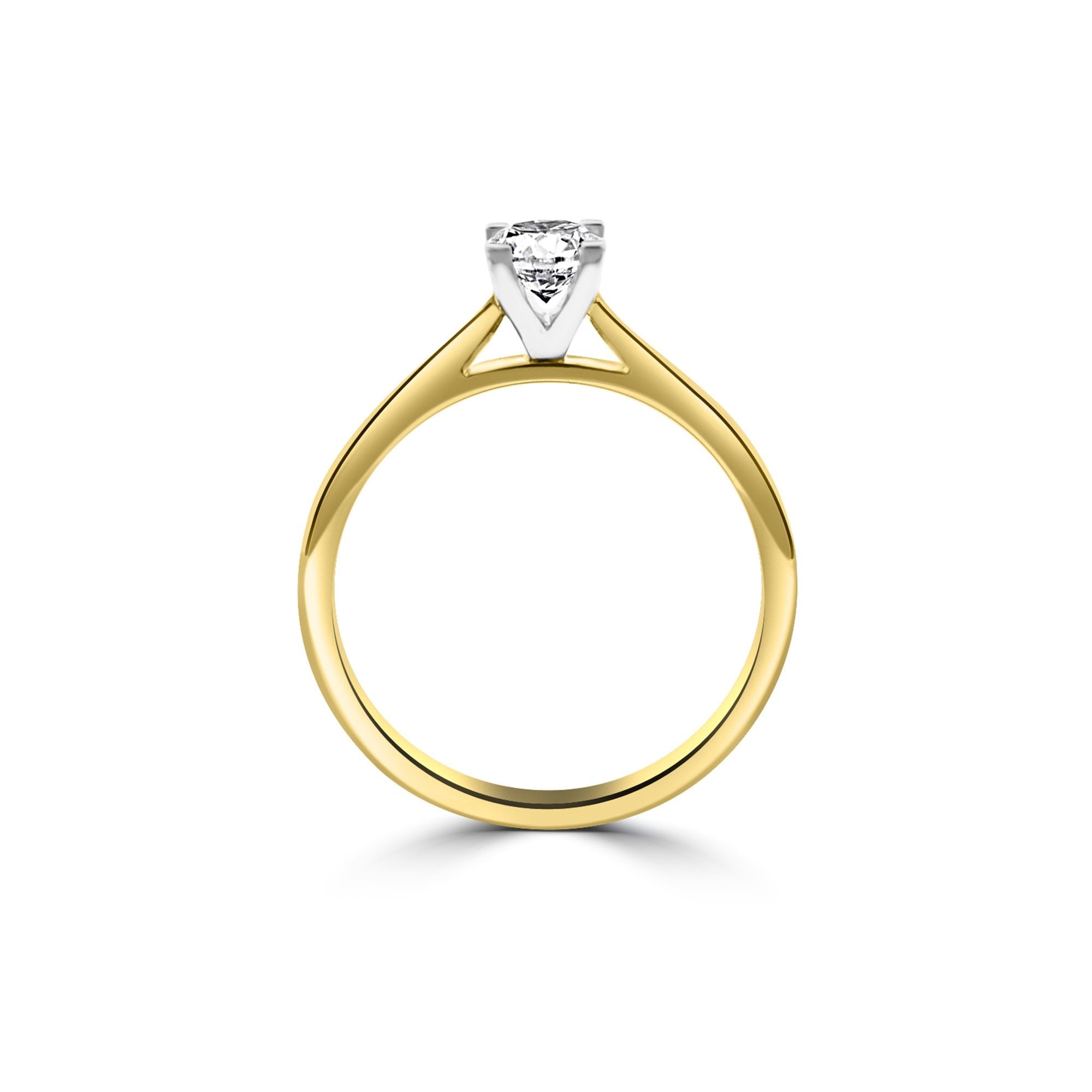 18ct Yellow Gold 0.50ct Round F Colour Diamond Solitaire Engagement Rin