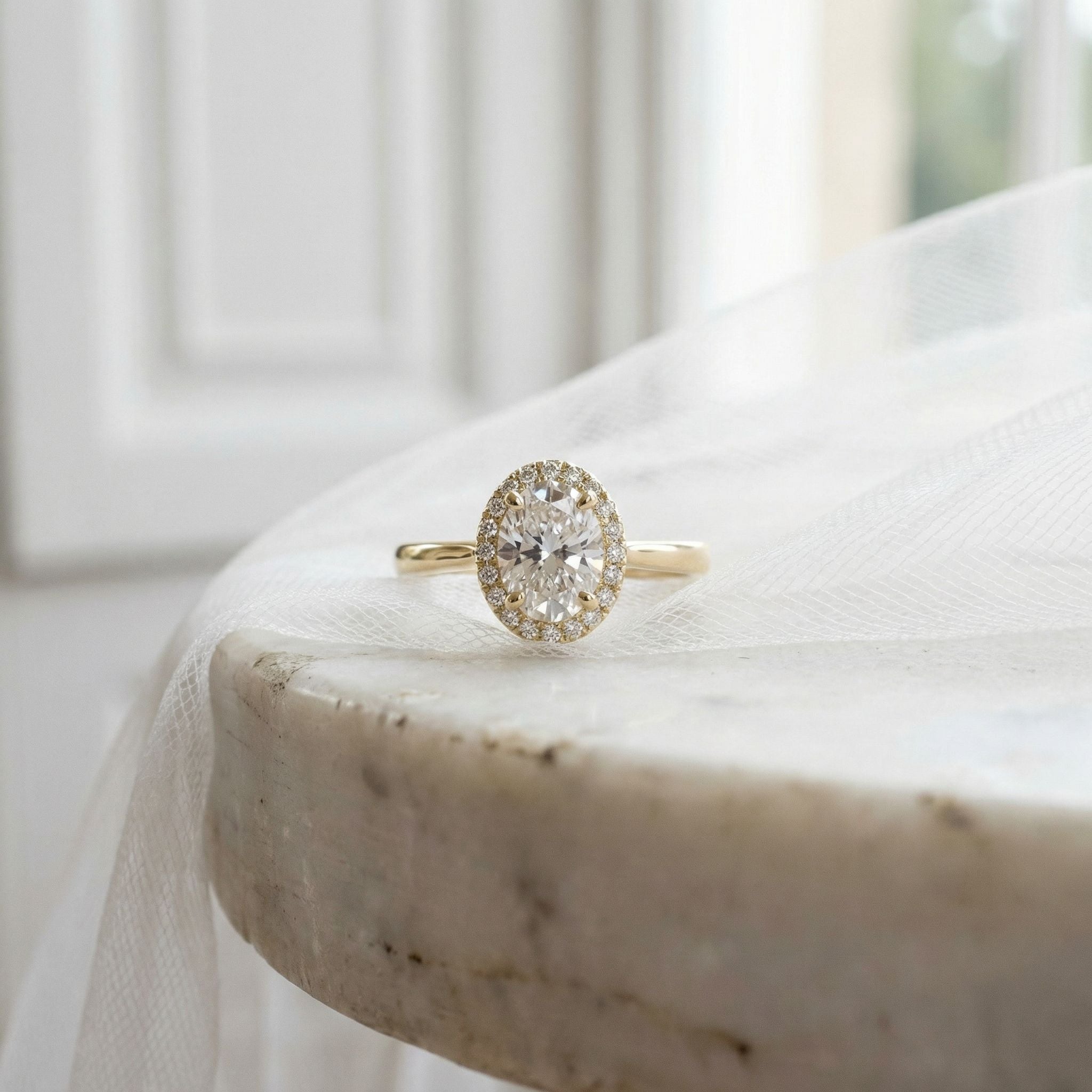 18ct Yellow Gold 1.11ct Oval Halo Lab Grown Diamond 'Diana' Engagement Ring