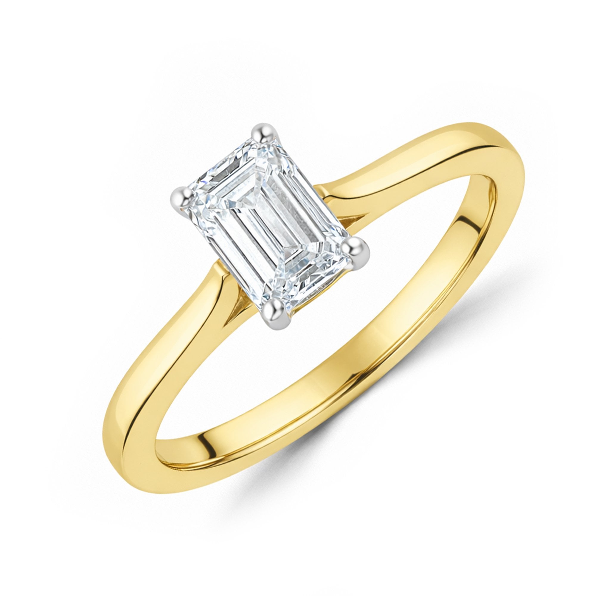18ct Yellow Gold 1.37ct  Emerald Cut Lab Grown Diamond 'Elizabeth' Solitaire Ring