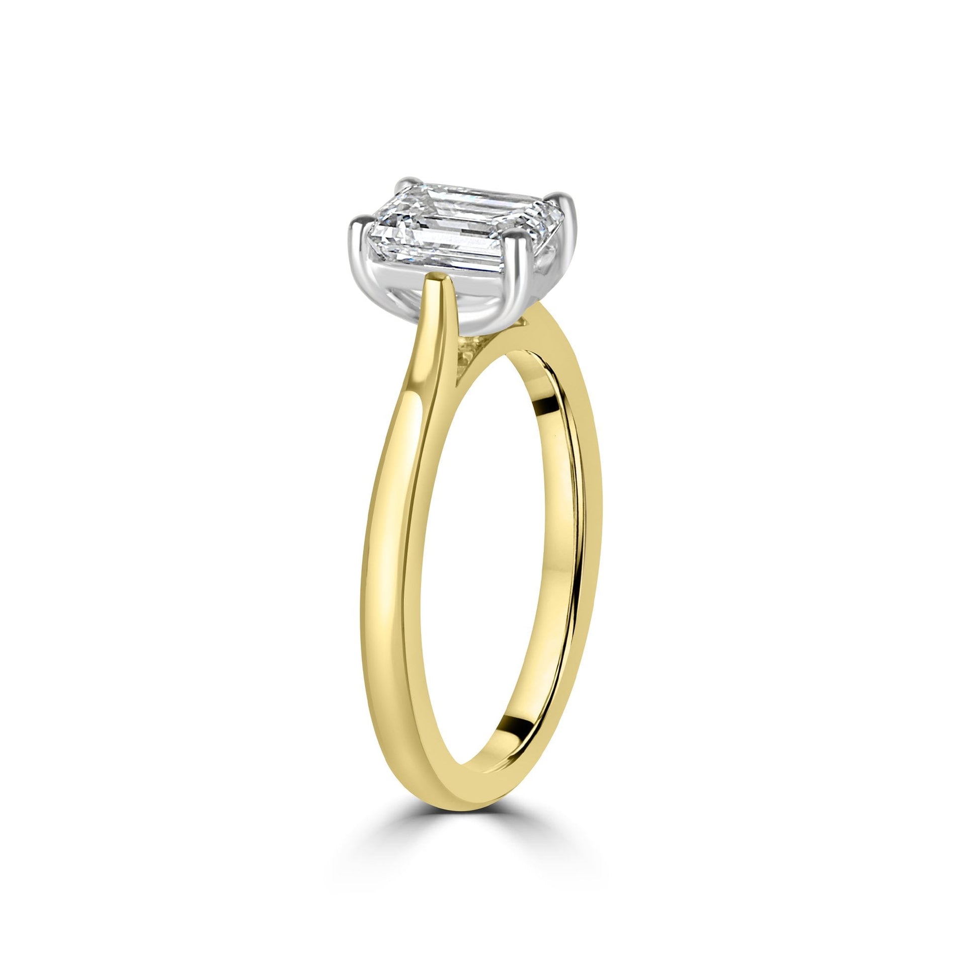 18ct Yellow Gold 1.37ct  Emerald Cut Lab Grown Diamond 'Elizabeth' Solitaire Ring