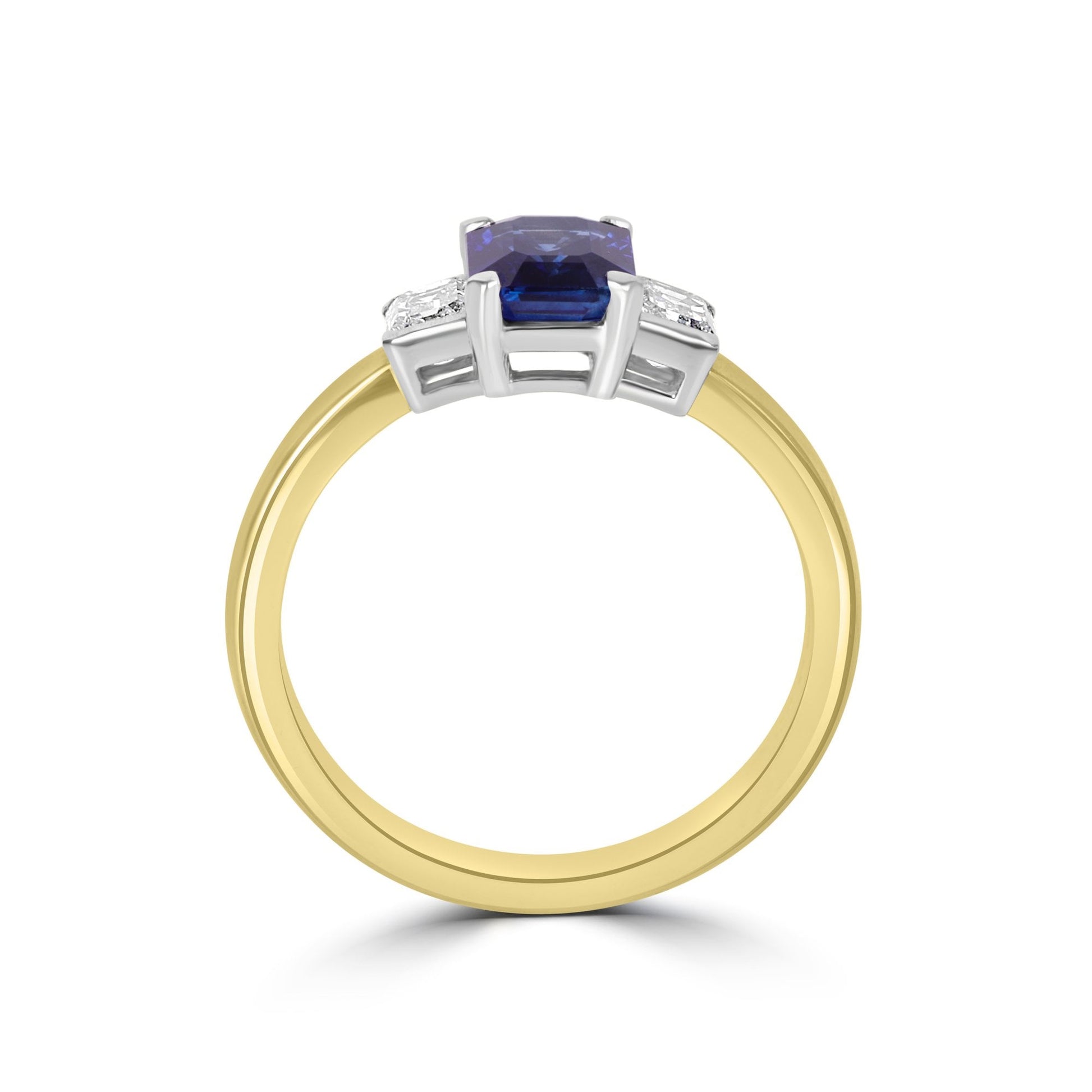 18ct Yellow Gold 1.38ct Sapphire and Diamond Three Stone Ring