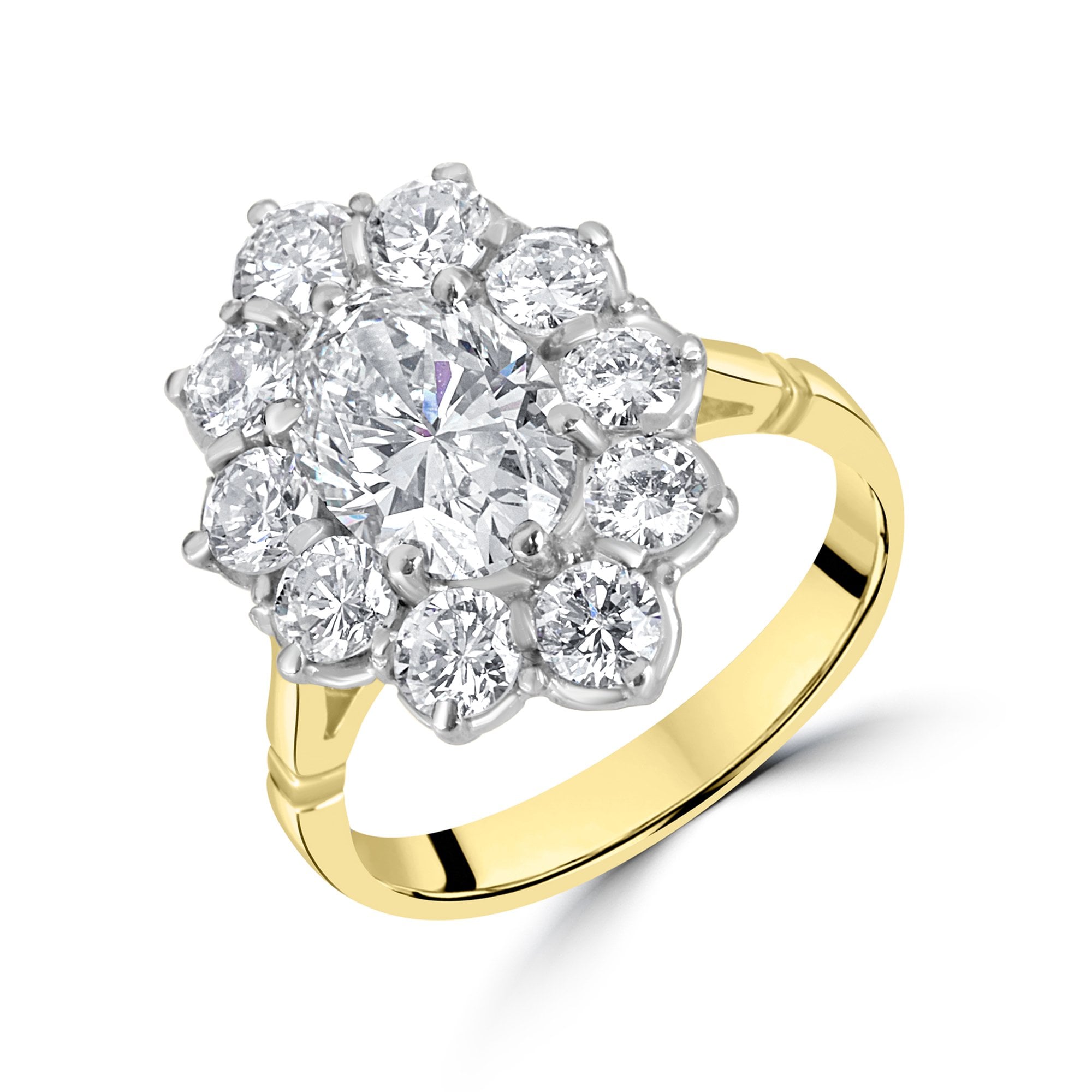 18ct Yellow Gold 1.50ct Oval Diamond Halo Ring Pre-Owned
