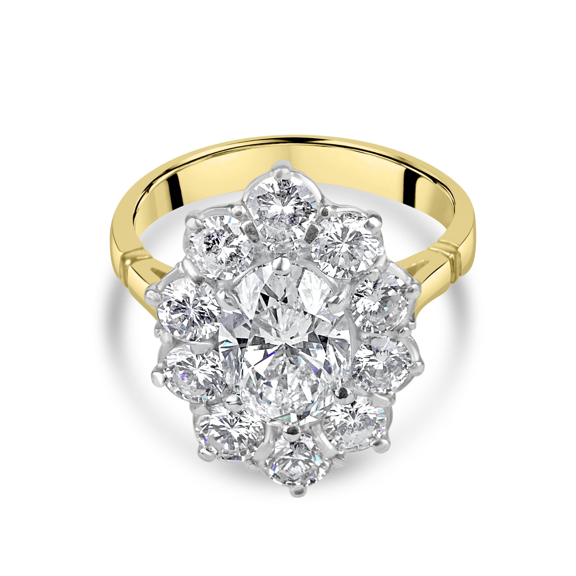 18ct Yellow Gold 1.50ct Oval Diamond Halo Ring Pre-Owned