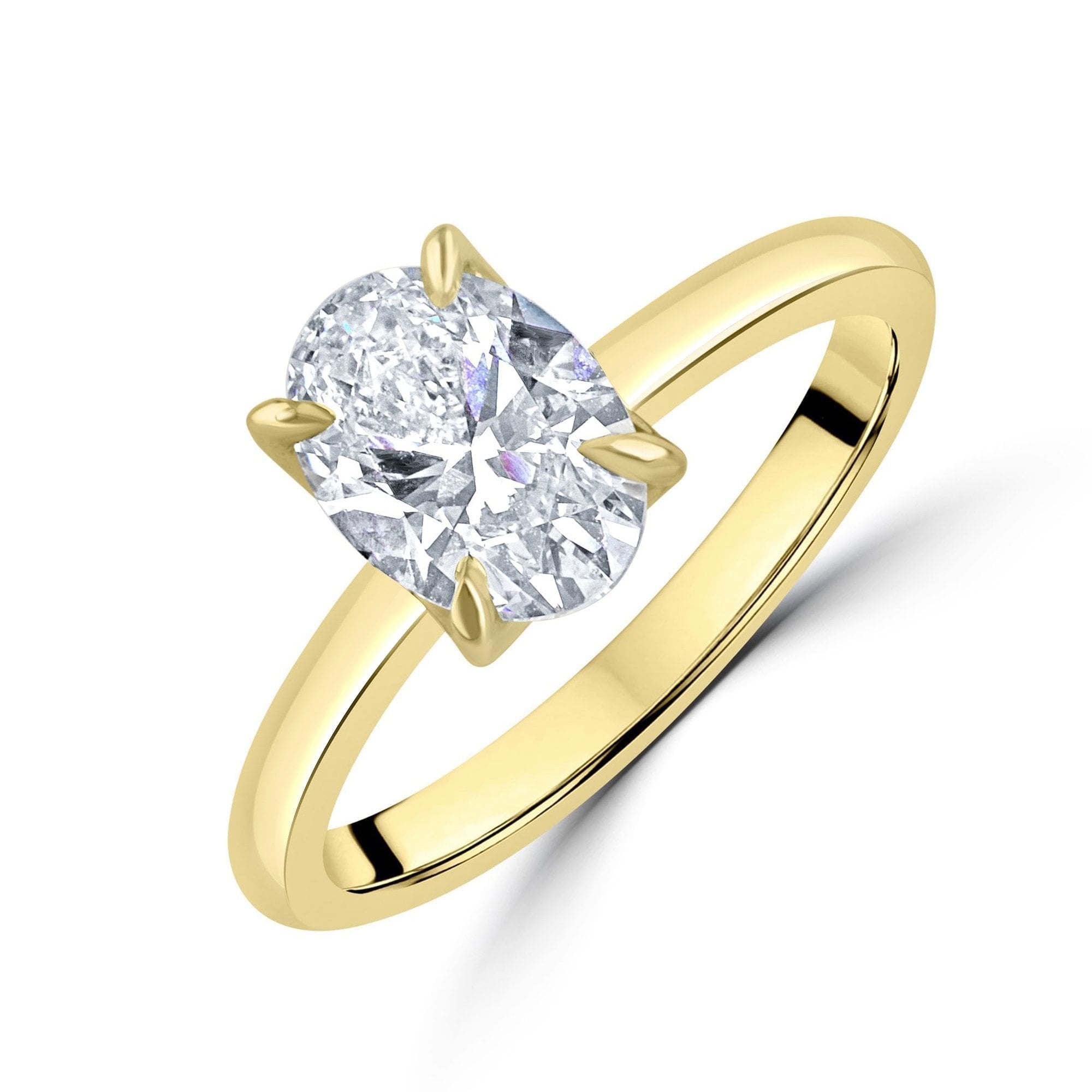 18ct Yellow Gold 1.58ct Oval Lab Grown Diamond Talon Claw Soliatire 'Rosa' Ring