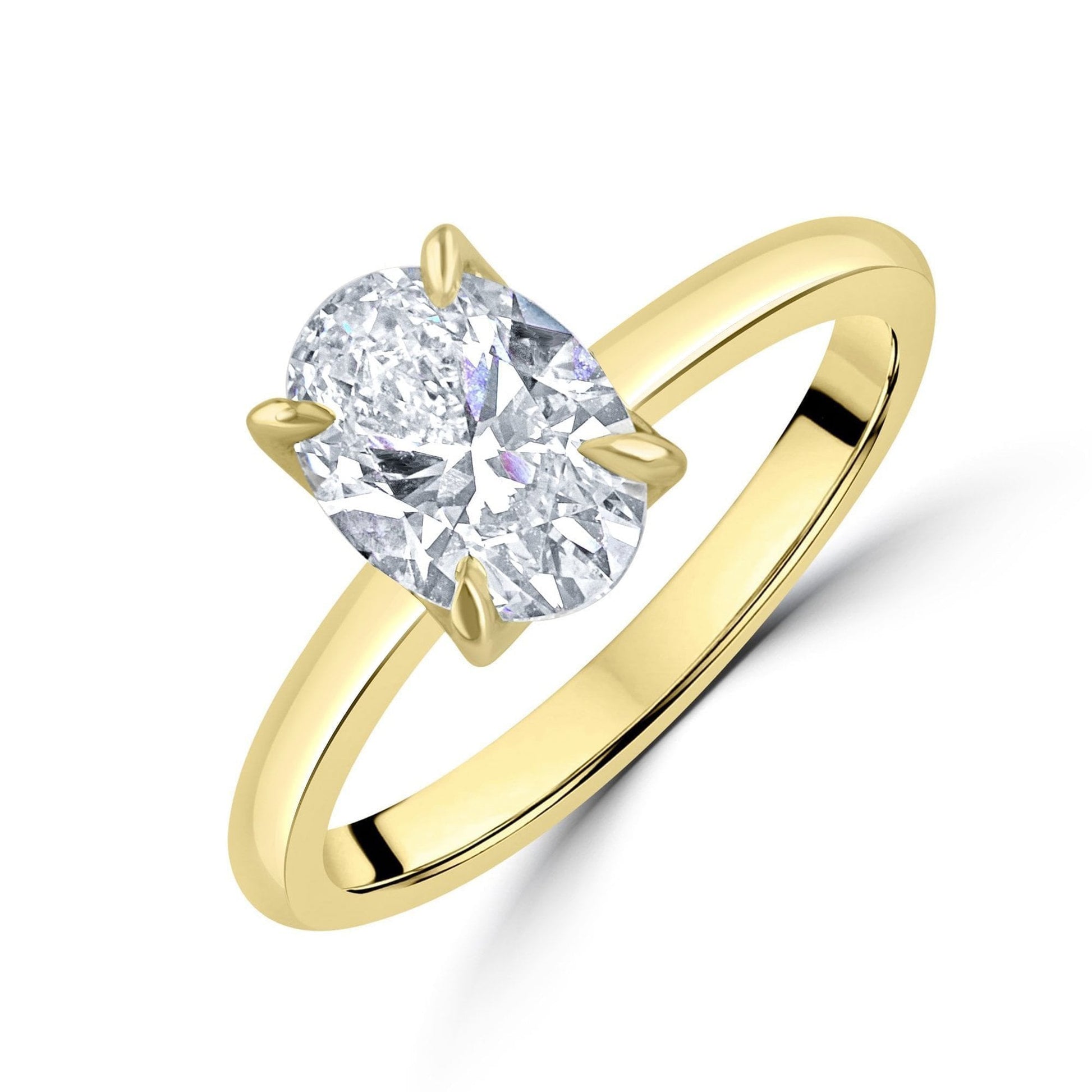 18ct Yellow Gold 1.58ct Oval Lab Grown Diamond Talon Claw Soliatire 'Rosa' Ring