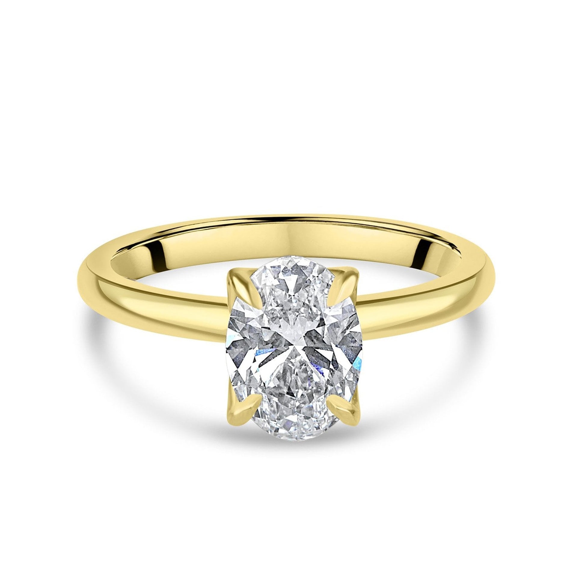 18ct Yellow Gold 1.58ct Oval Lab Grown Diamond Talon Claw Soliatire 'Rosa' Ring