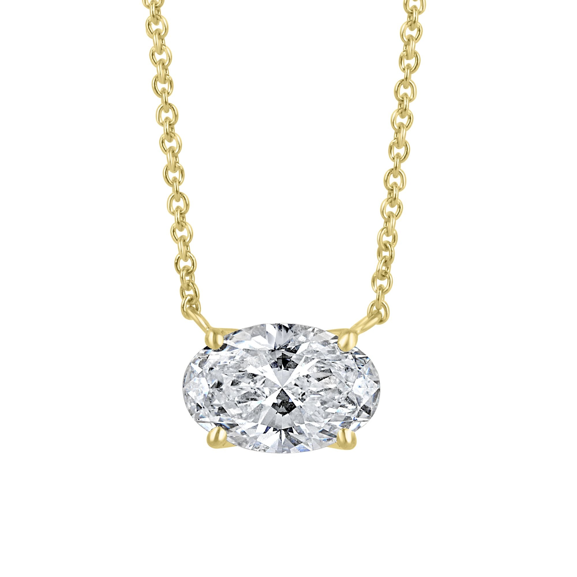18ct Yellow Gold 2ct Oval Lab Grown Diamond Necklace
