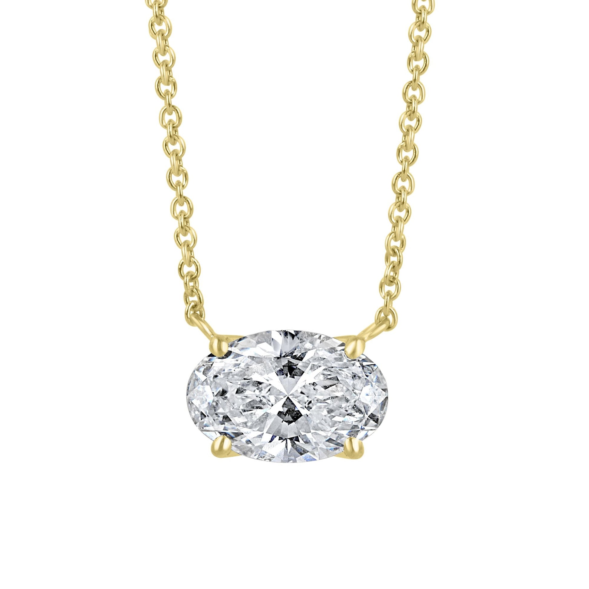 18ct Yellow Gold 2ct Oval Lab Grown Diamond Necklace