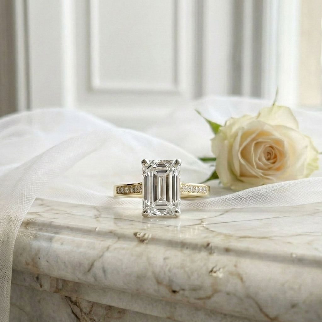 18ct Yellow Gold 3.01ct Emerald Lab Grown Diamond 'Bella' Engagement Ring