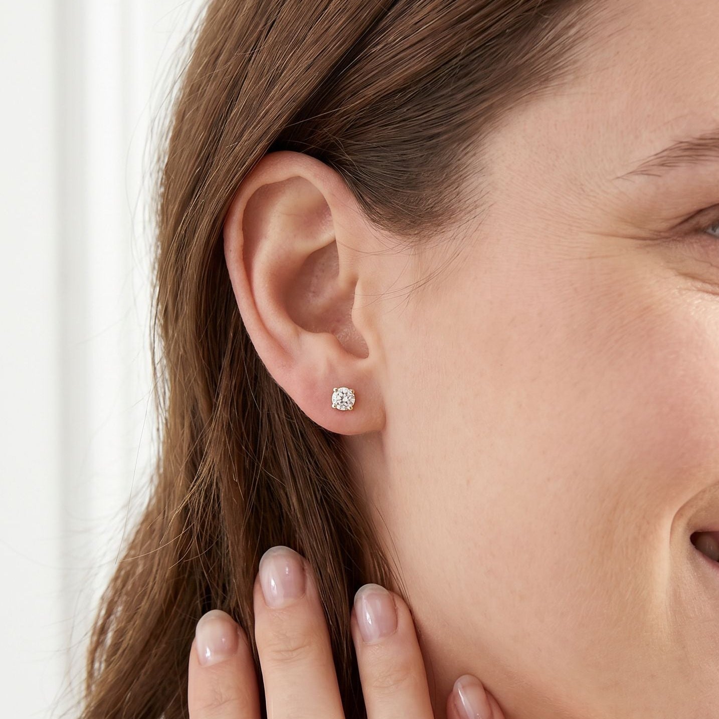18ct Yellow Gold 4 Carat Lab Grown Round Brilliant Cut Diamond 'Elizabeth' Stud Earrings