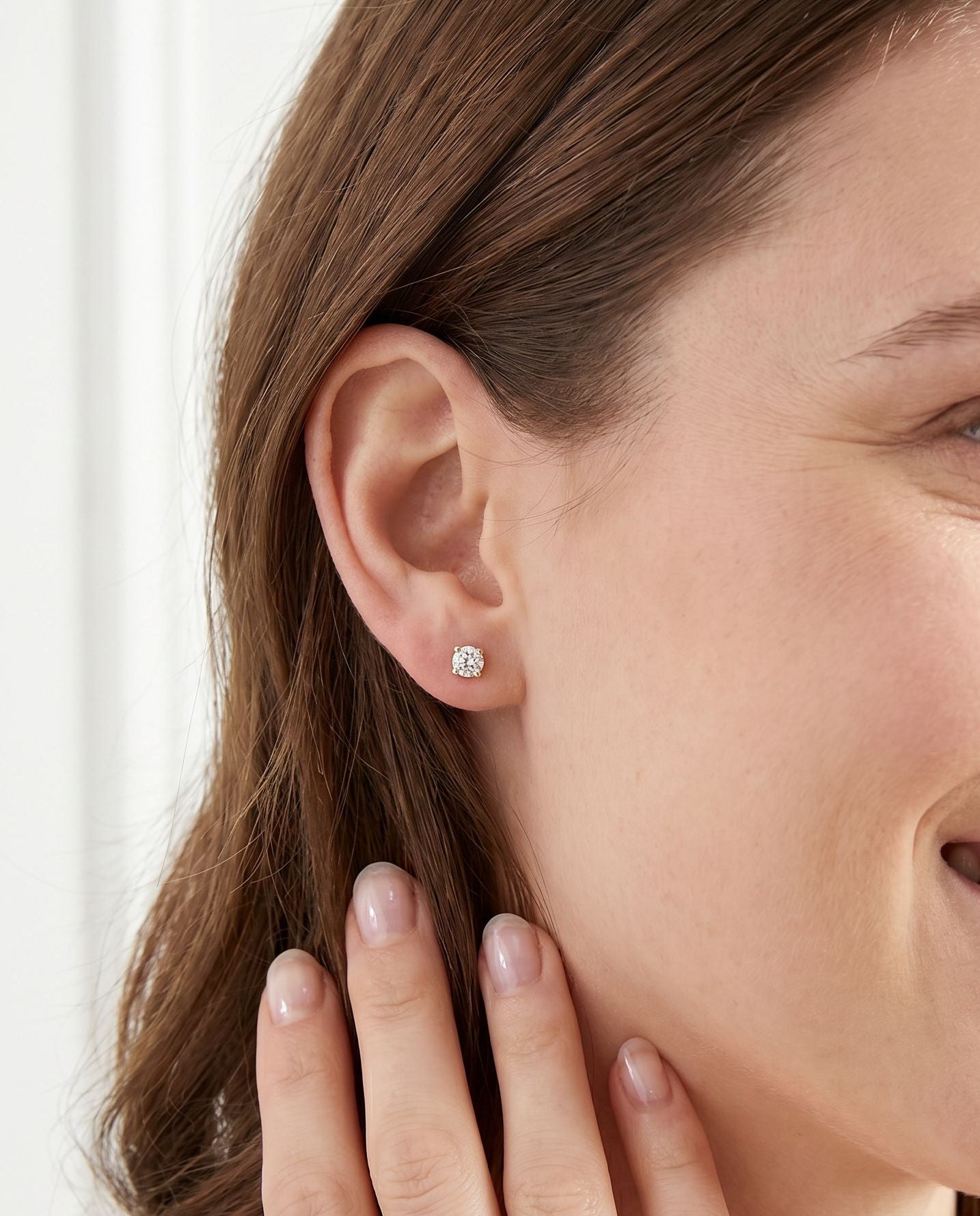 18ct Yellow Gold 4 Carat Lab Grown Round Brilliant Cut Diamond 'Elizabeth' Stud Earrings