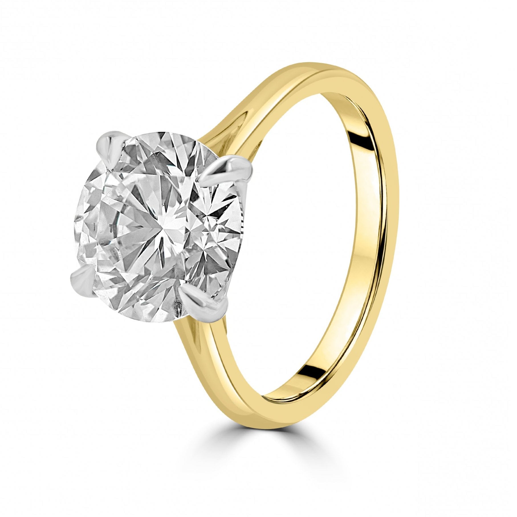 18ct Yellow Gold 4 Carat Round Brilliant Lab Grown Diamond Engagement Ring