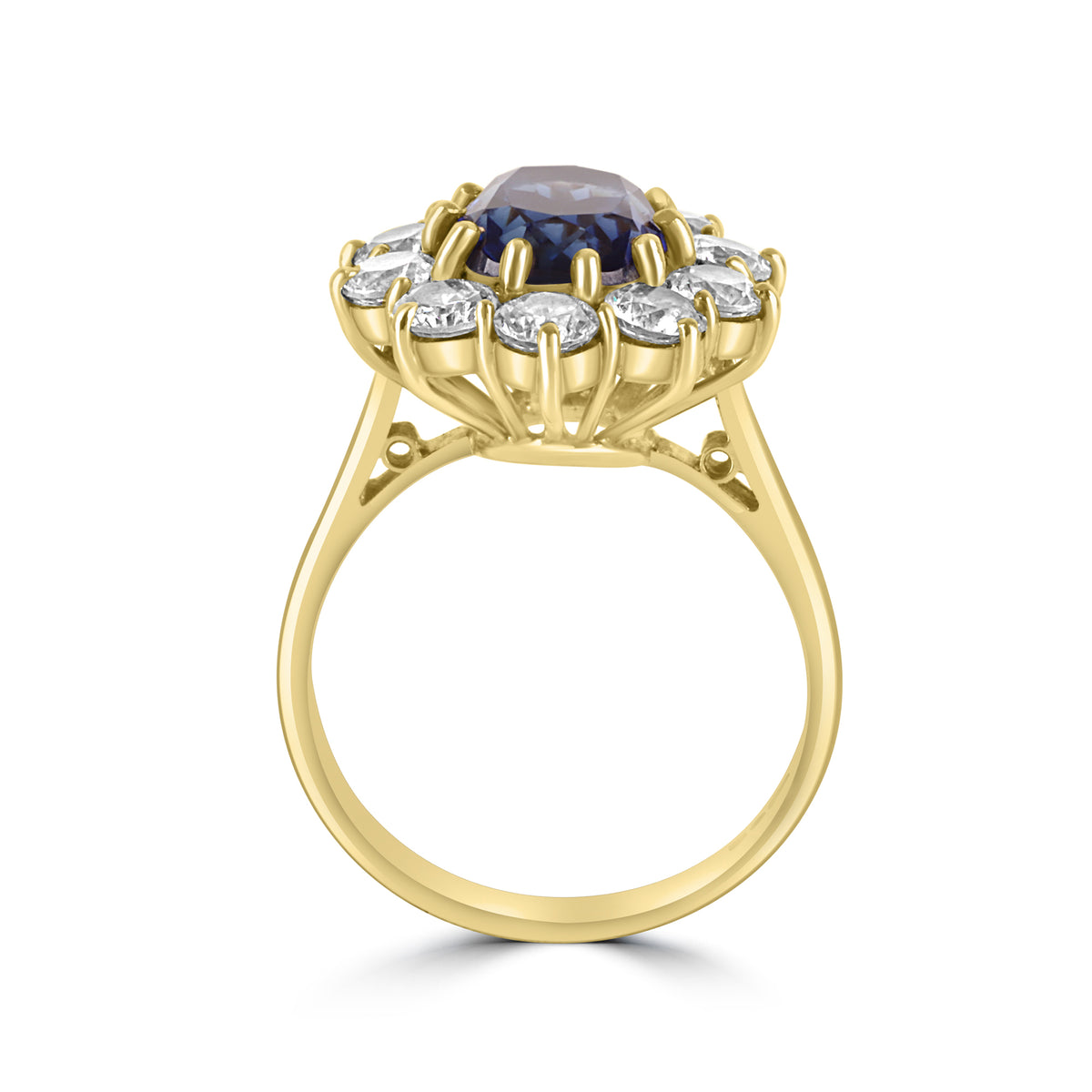 18ct Yellow Gold Blue Stone and CZ Pre-Owned Ring