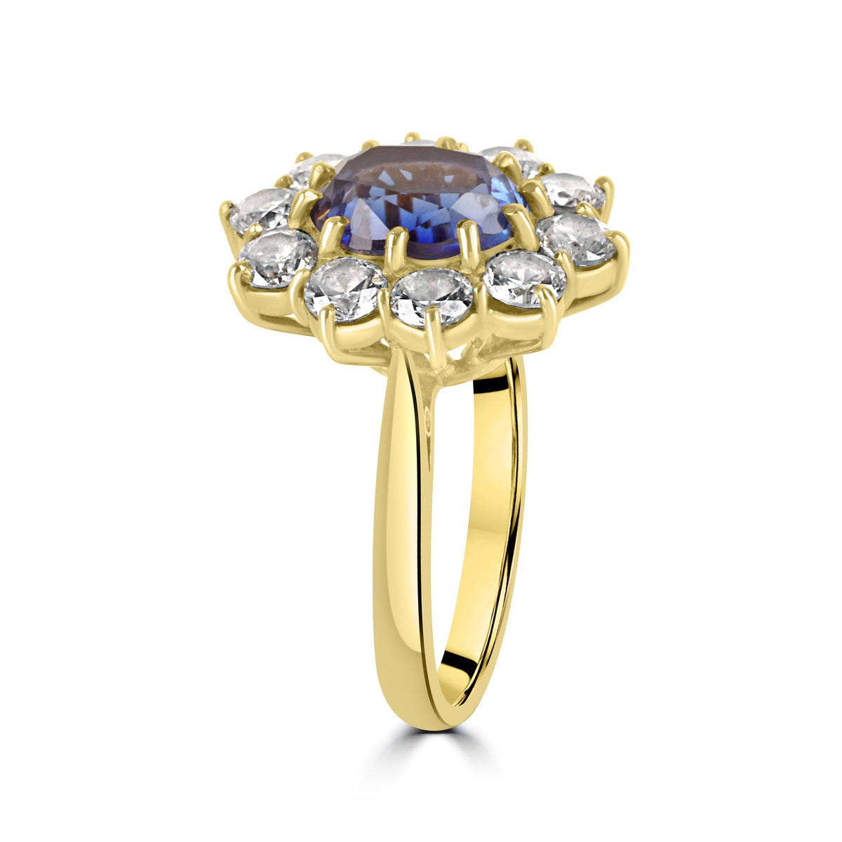 18ct Yellow Gold Blue Stone and CZ Pre-Owned Ring