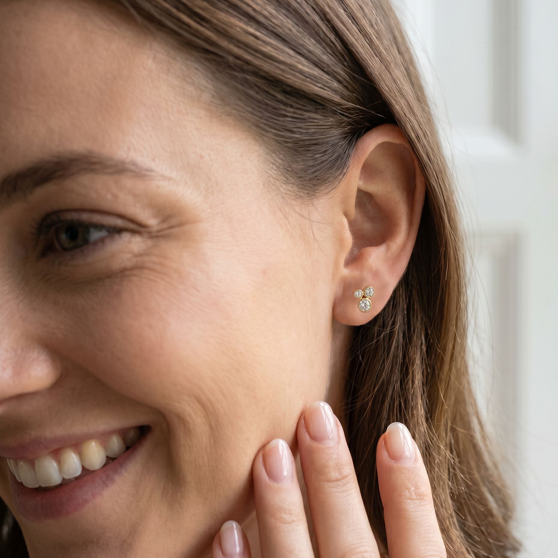 18ct Yellow Gold Bubble Style RBC Diamond Earrings